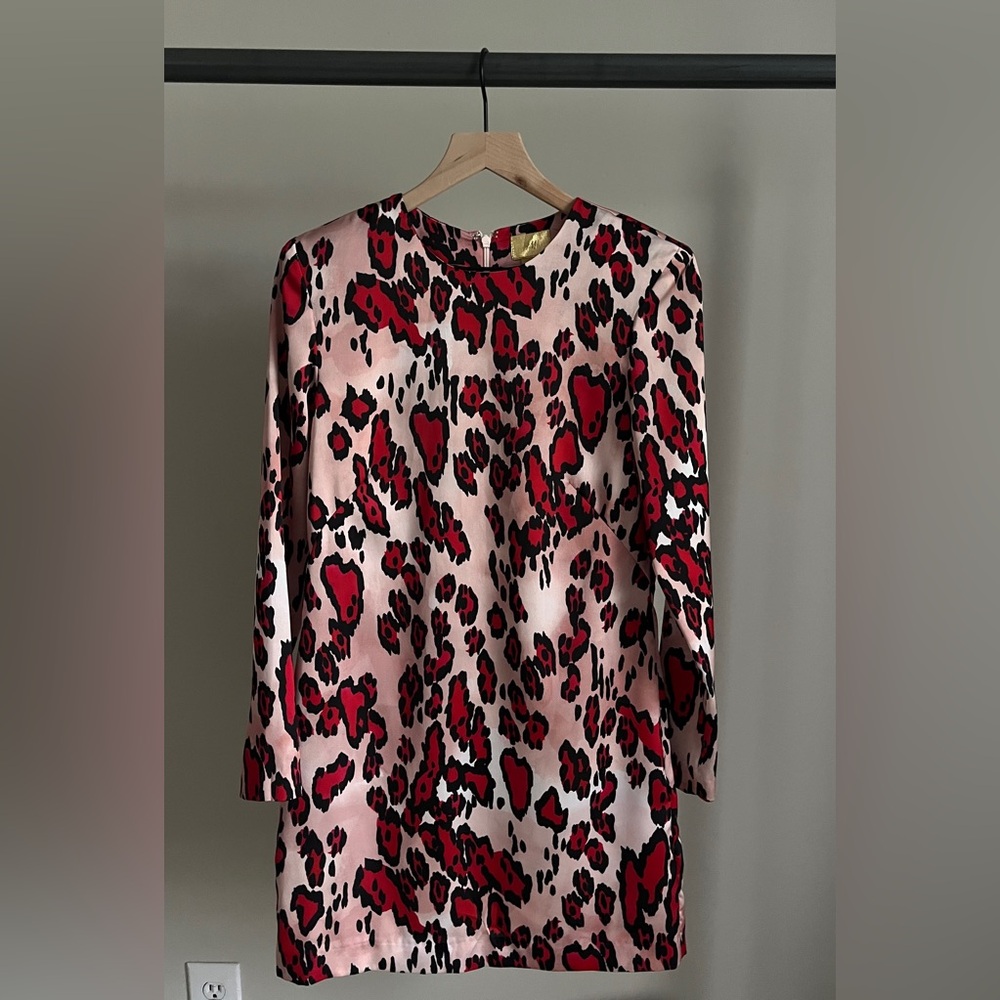 H&M mini leopard printed neon dress